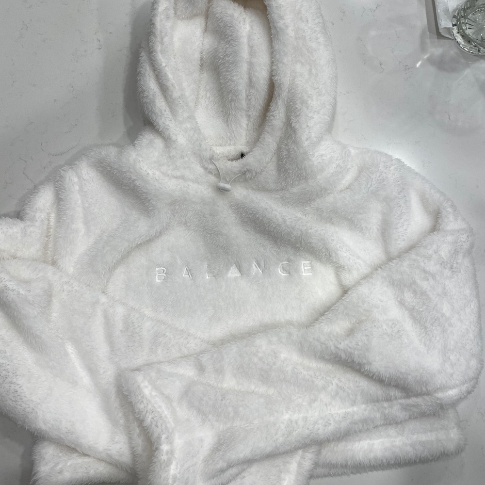 Balance Athletica Cropped Fleece Hoodie White M